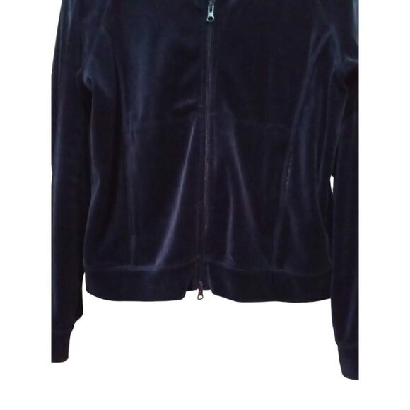 New York Laundry Navy Velour Long Sleeve Collared Track Style Jacket Sz L - Picture 2 of 7